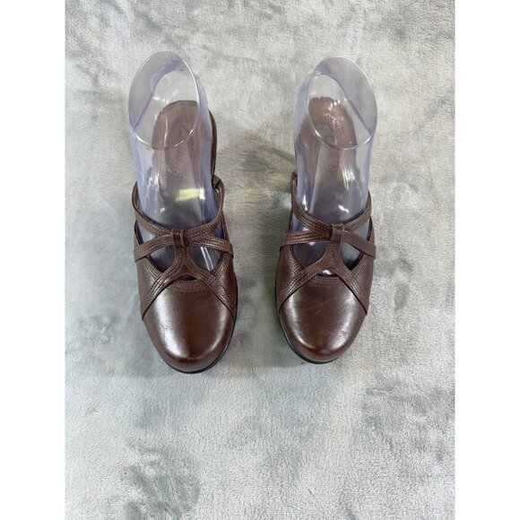 Clarks womens shoes size 7M brown leather strappy mules - Picture 11 of 16